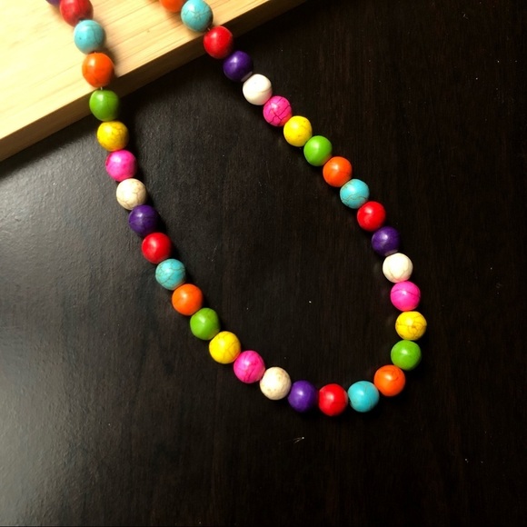 Multicolor Beaded Gemstone Necklace - Picture 4 of 5
